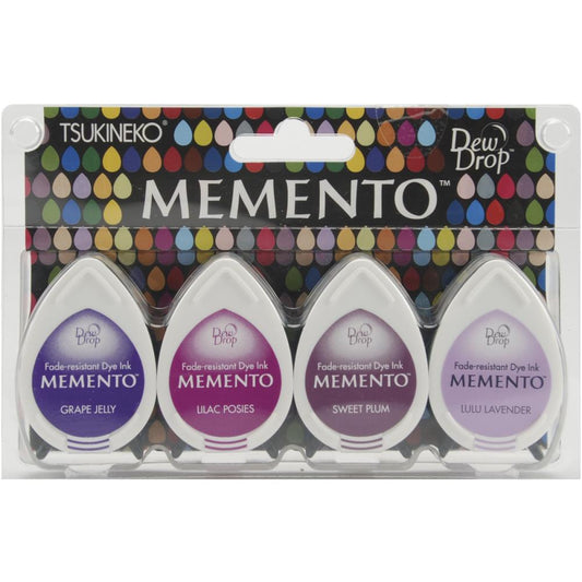 Tsukineko Memento Dew Drop Ink Pads-4 Pack -Juicy Purples
