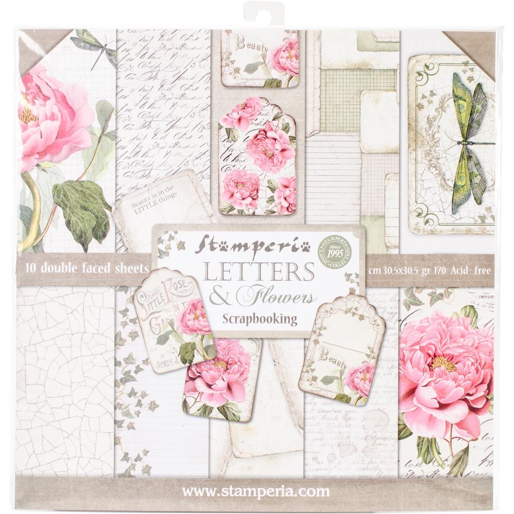 Stamperia 12x12 Double Sided Paper Pack - Letters & Flowers