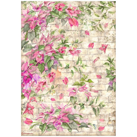 Stamperia Rice Paper Sheet A4 - Blue Dream Bougainvillea
