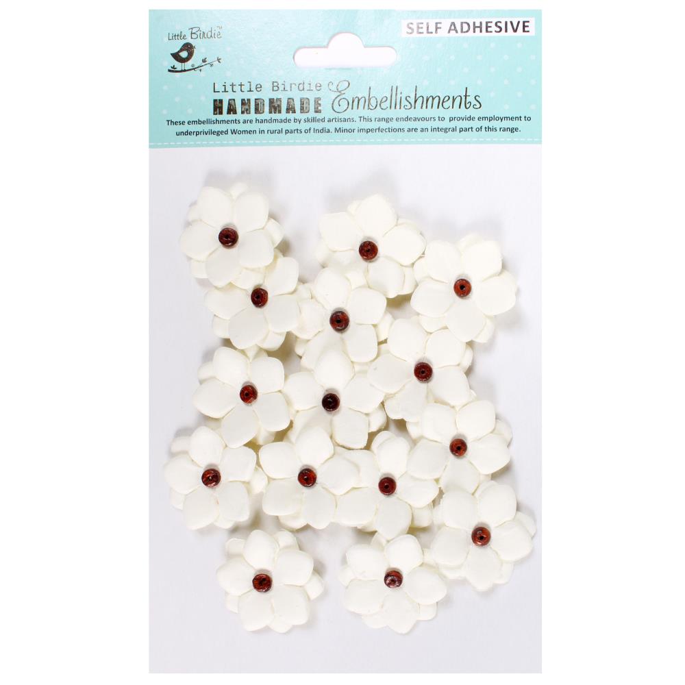 Little Birdie Handmade Embellishments- Self Adhesive Paper Flowers- Estela Shabby Chic Bouquet -15 pcs