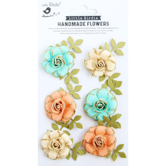 Little Birdie Pixie Rose Paper Flowers - Sun & Rain 6 pcs