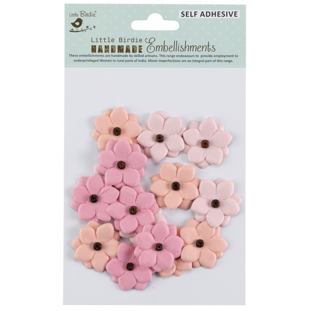 Little Birdie Handmade Embellishments- Self Adhesive Estela Celebrate Life Paper Flowers- 15pcs