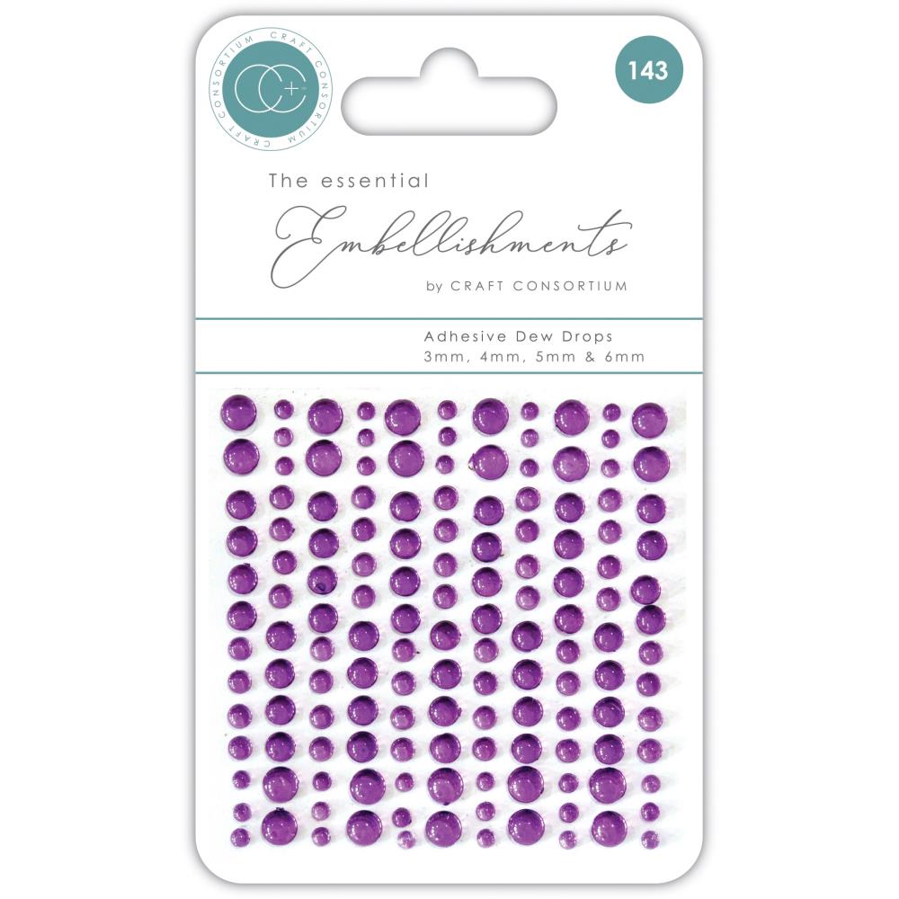 Craft Consortium The Essential Embellishments Adhesive Dew Drops-Purple-143 pieces