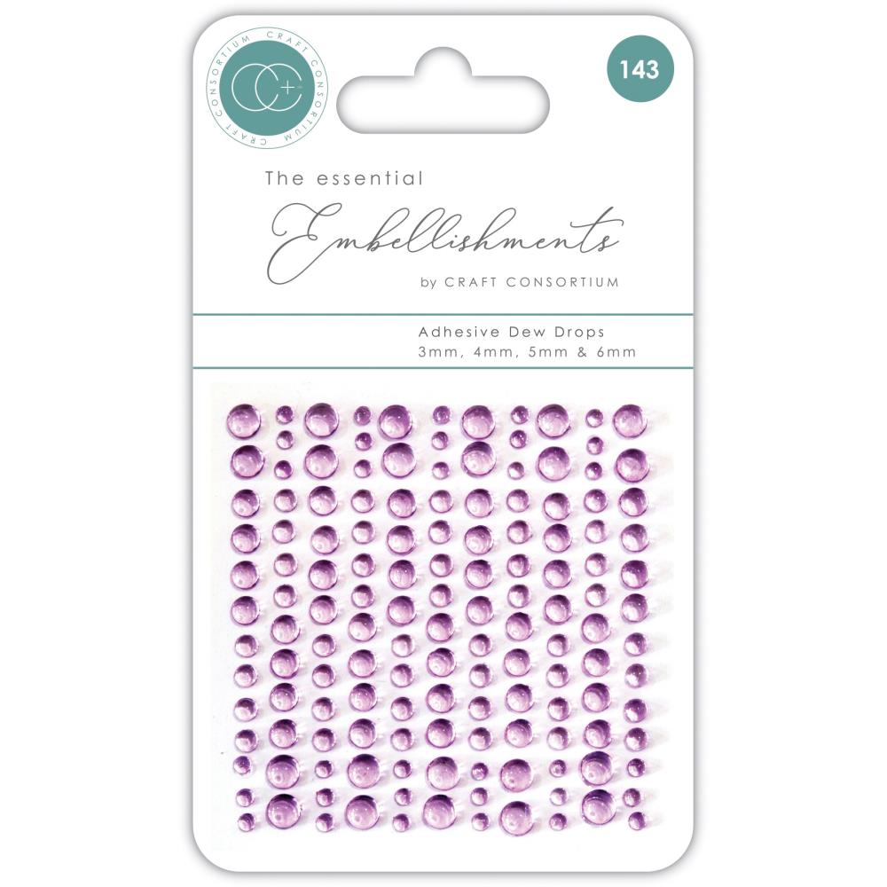 Craft Consortium The Essentials Embellishments Adhesive Dew Drops - Lilac-143 pieces