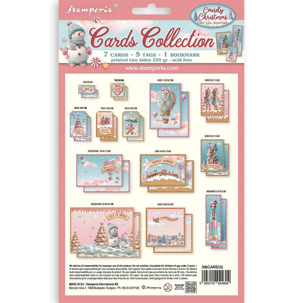 Stamperia Cards Collection- Candy Christmas - 7 Cards, 5 Tags & 1 Bookmark