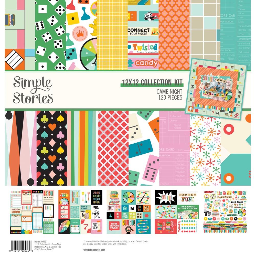 Simple Stories 12x12 Double Sided Paper Pack - Game Night 120pcs