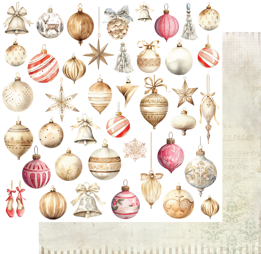 Uniquely Creative 12x12 Double Sided Paper- Home for Christmas- Vintage Baubles
