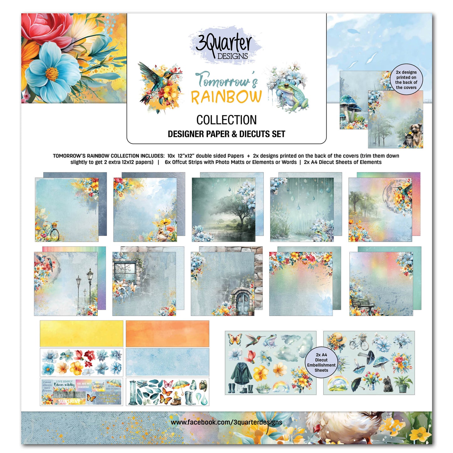 3Quarter Designs Paper & Chipboard Collection- Tomorrow's Rainbow