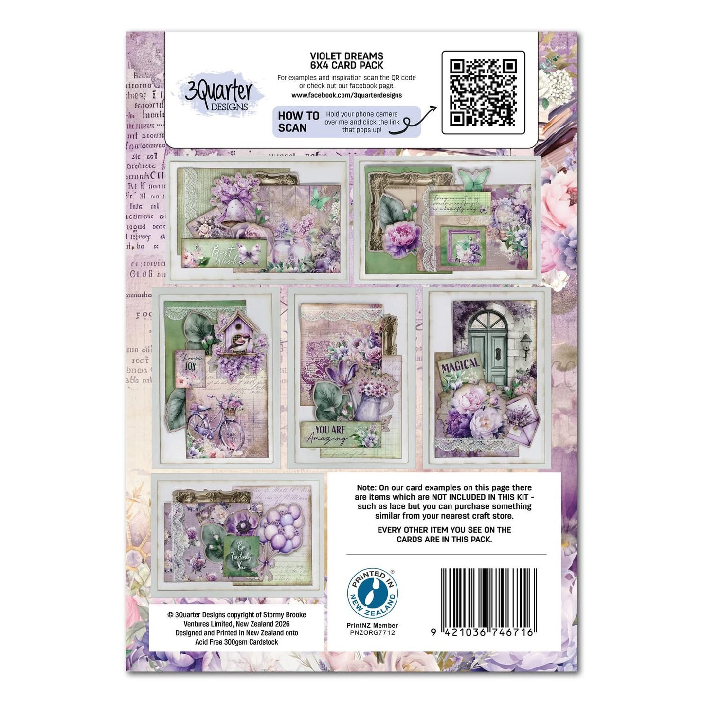 3Quarter Designs 6x4 Card Making Kit- Violet Dreams