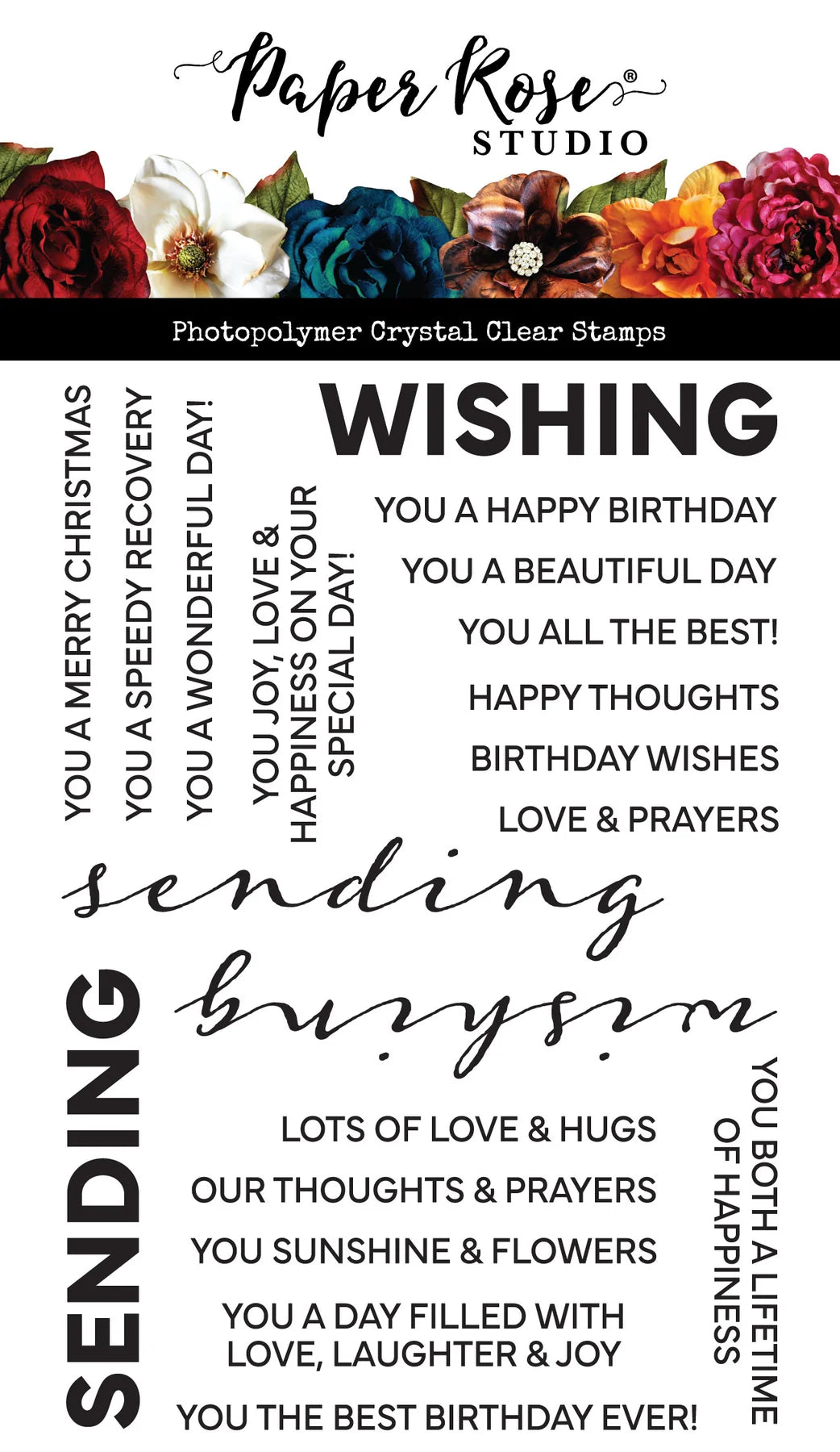 Paper Rose Studio Photopolymer Crystal Clear Stamp - Wishing & Sending Sentiments 4" x 6"