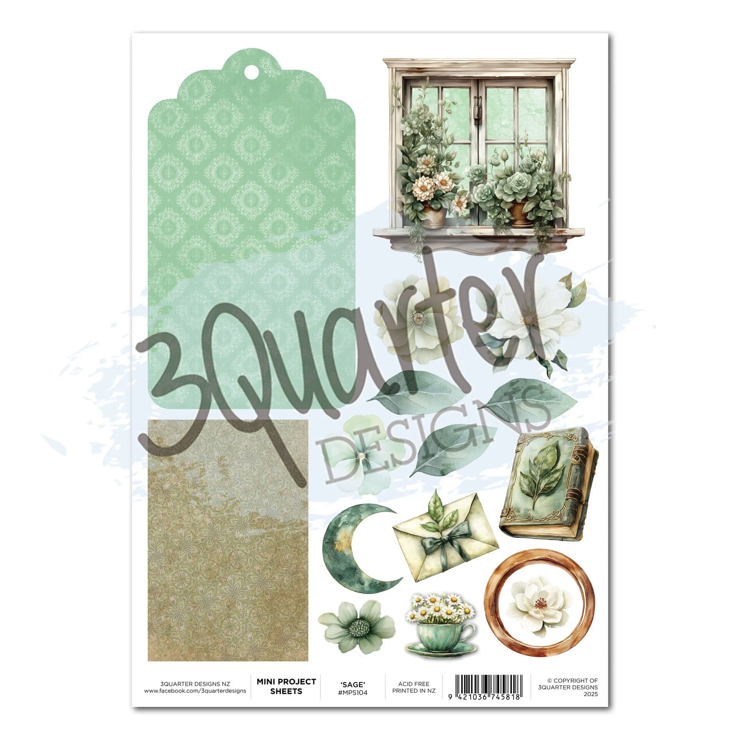 3Quarter Designs A4 Mini Projet Sheet- Sage Candlelight