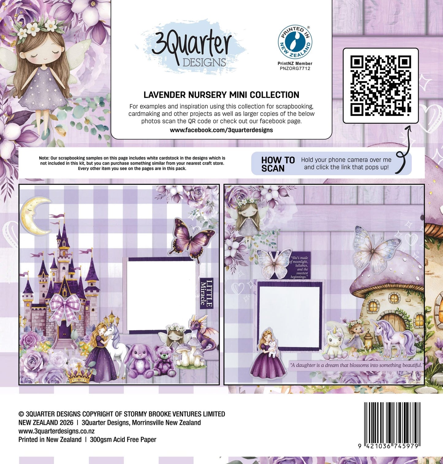 3Quarter Designs Designer Paper & Diecuts- Mini Collection- Lavender Nursery