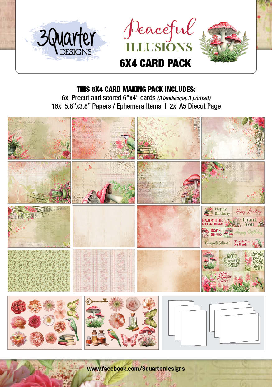 3Quarter Designs 6x4 Card Making Pack - Peaceful Illusions