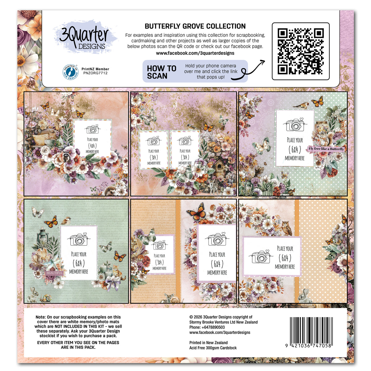 3Quarter Designs Designer Paper & Diecuts Set- Butterfly Grove