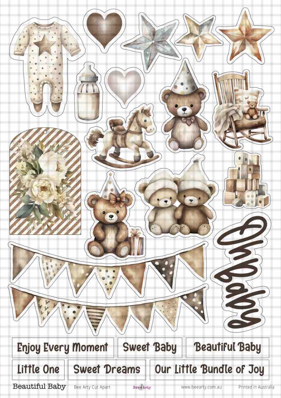 Bee Arty A4 Cut-Apart Sheet - Beautiful Baby