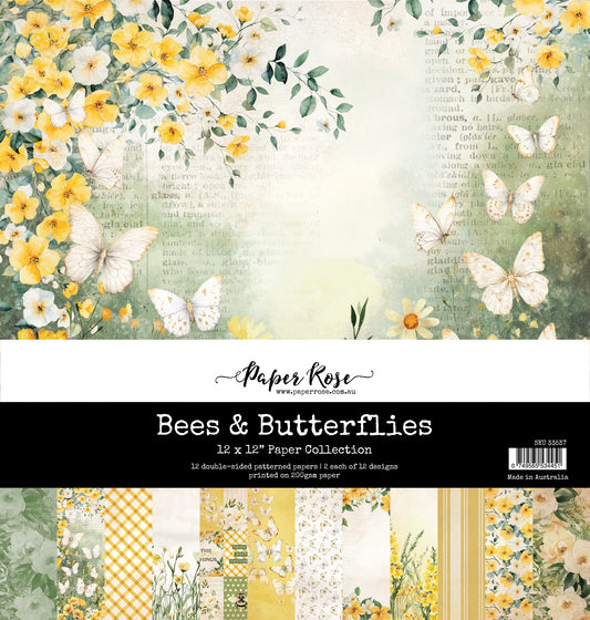 Paper Rose Studio 12x12 Double Sided Paper Pack - Bees & Butterflies