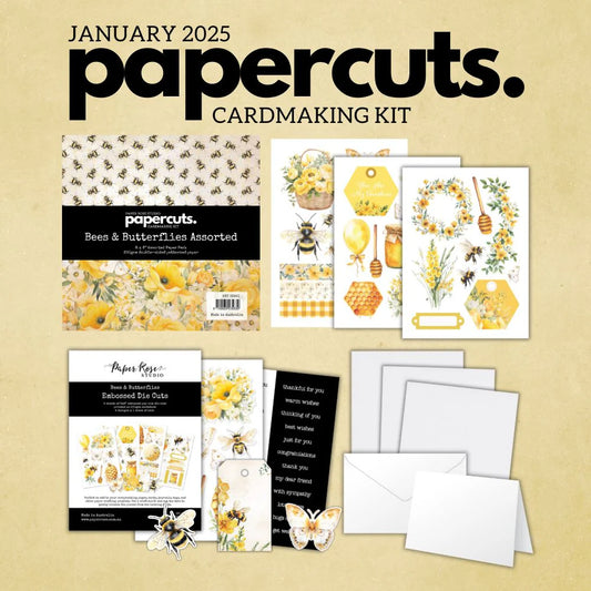 Paper Rose Studio Papercuts Cardmaking Kit - January 2025 Bees & Butterflies