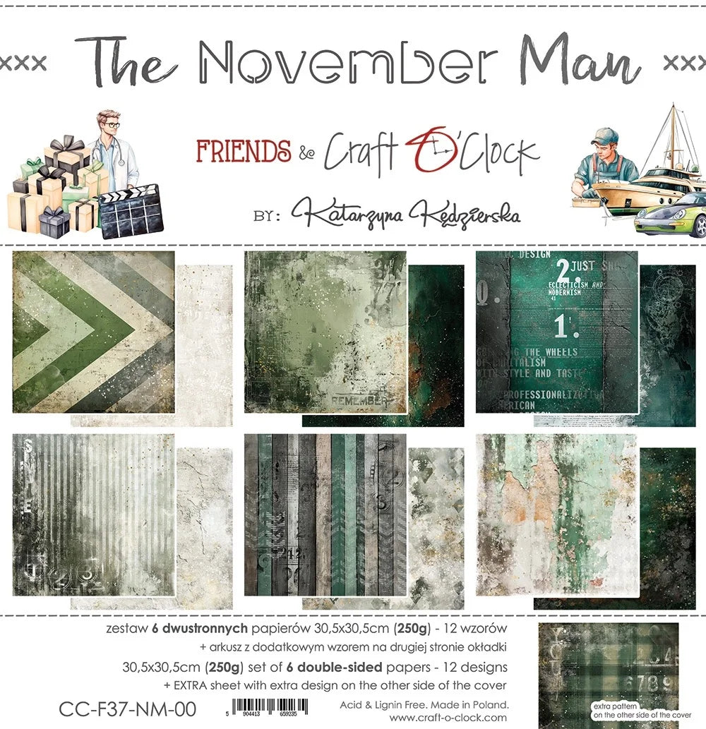 Craft O'Clock 12x12 Double Sided Paper Pack - The November Man