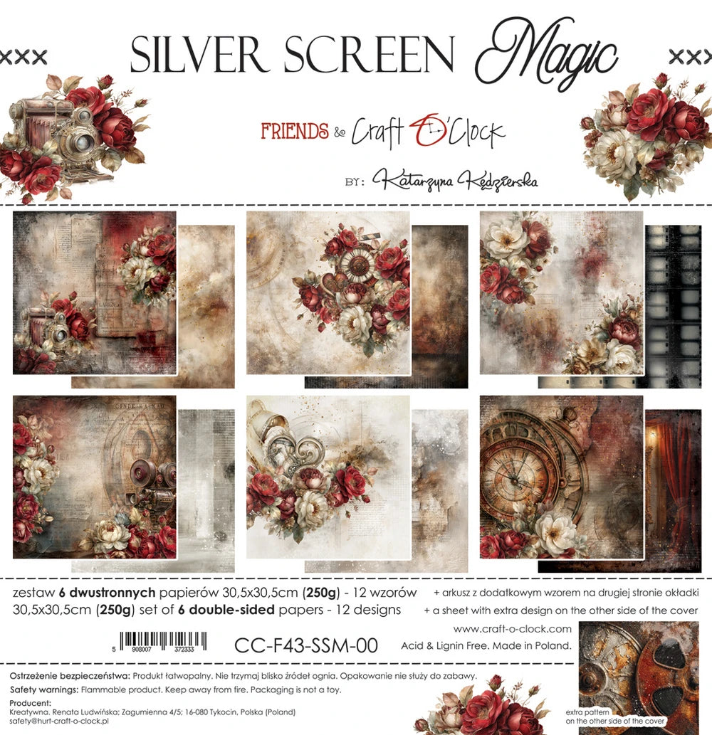 Craft O'Clock 12x12 Double Sided Paper Pack - Silver Screen