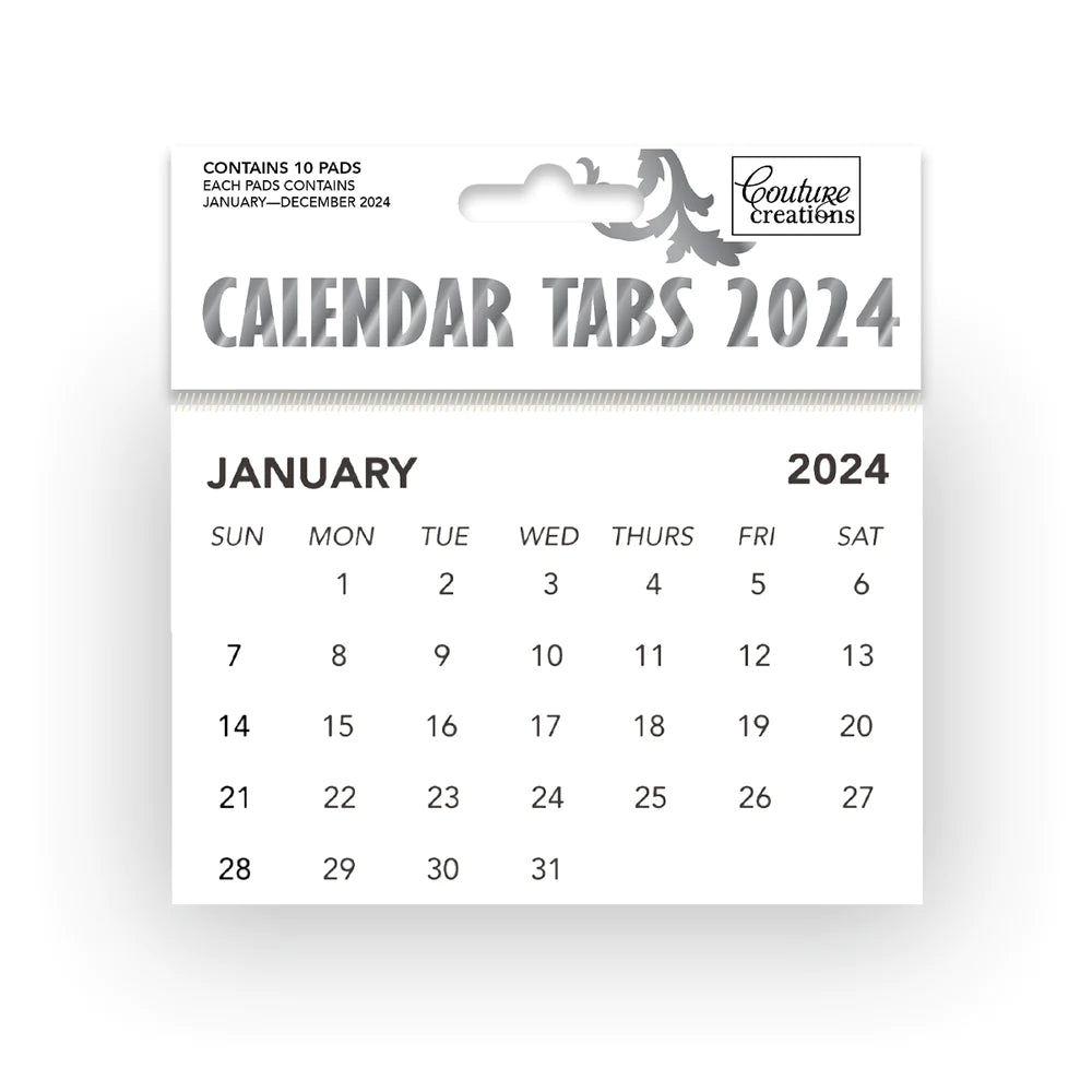 Couture Creations Calendar Tabs 2024 - Contains 10 Pads