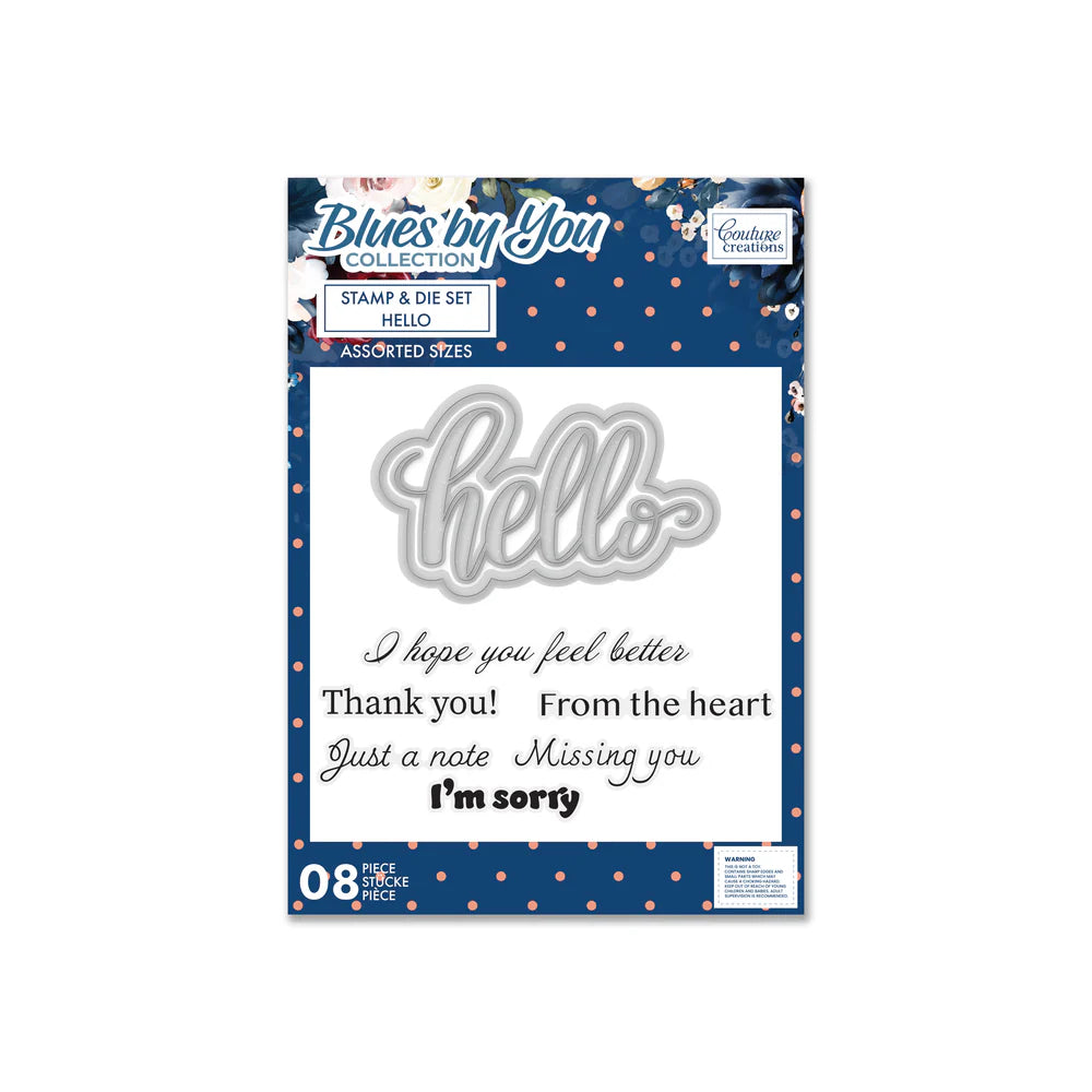 Couture Creations Stamp & Die Set- Blues By You- Hello