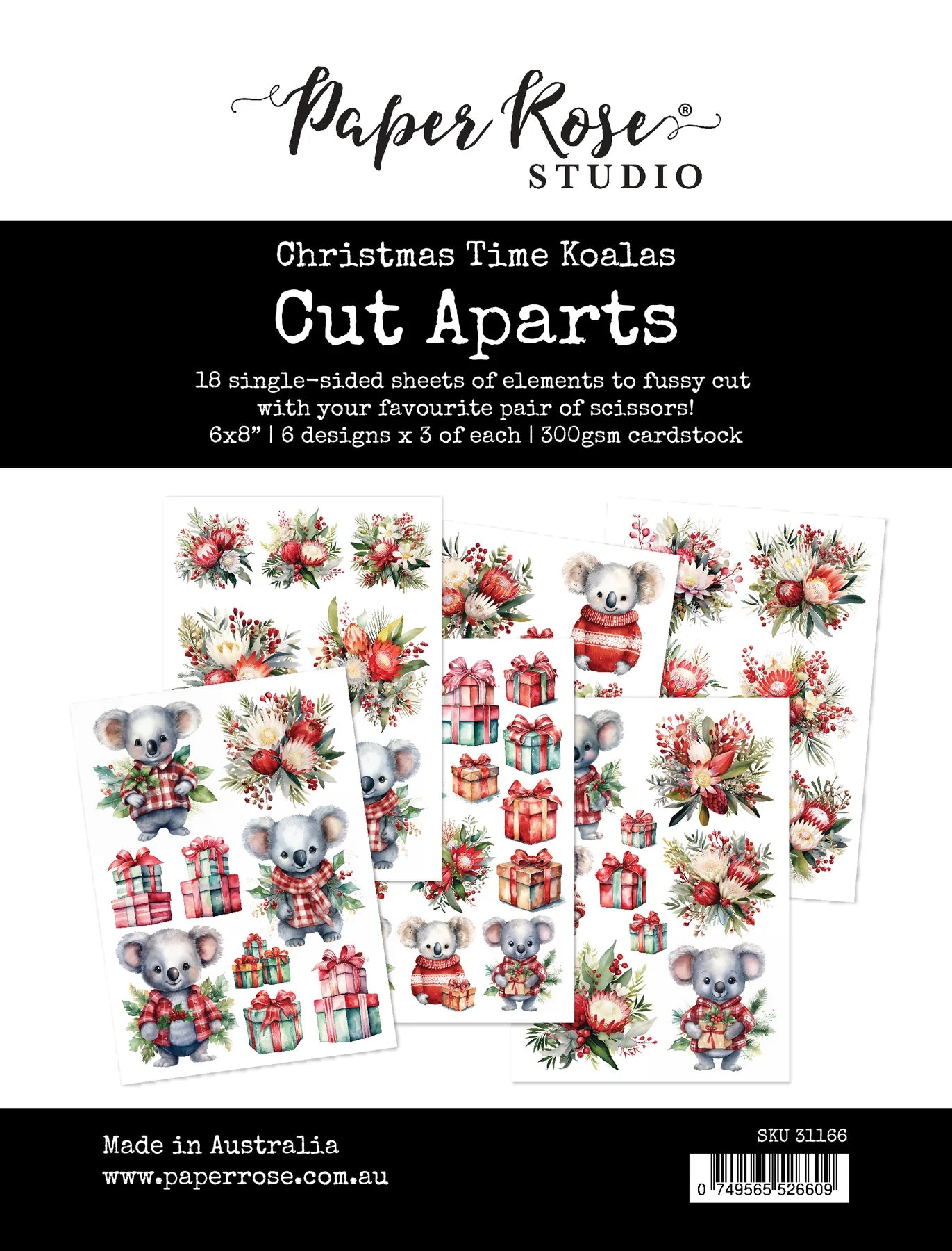Paper Rose Studio Cut-Aparts- Christmas Time Koalas