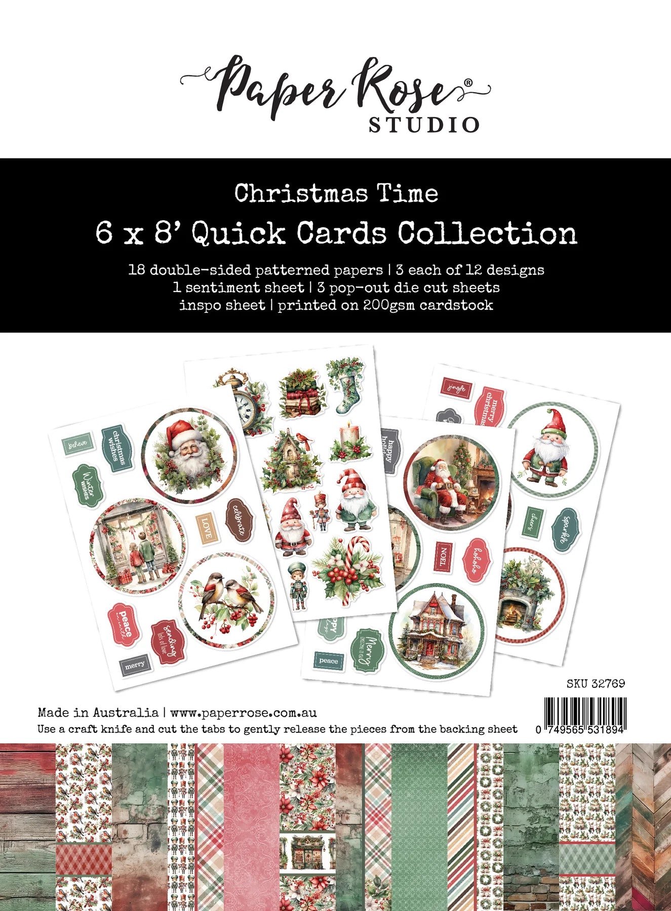 Paper Rose Studio 6"x8" Quick Cards Collection - Christmas Time