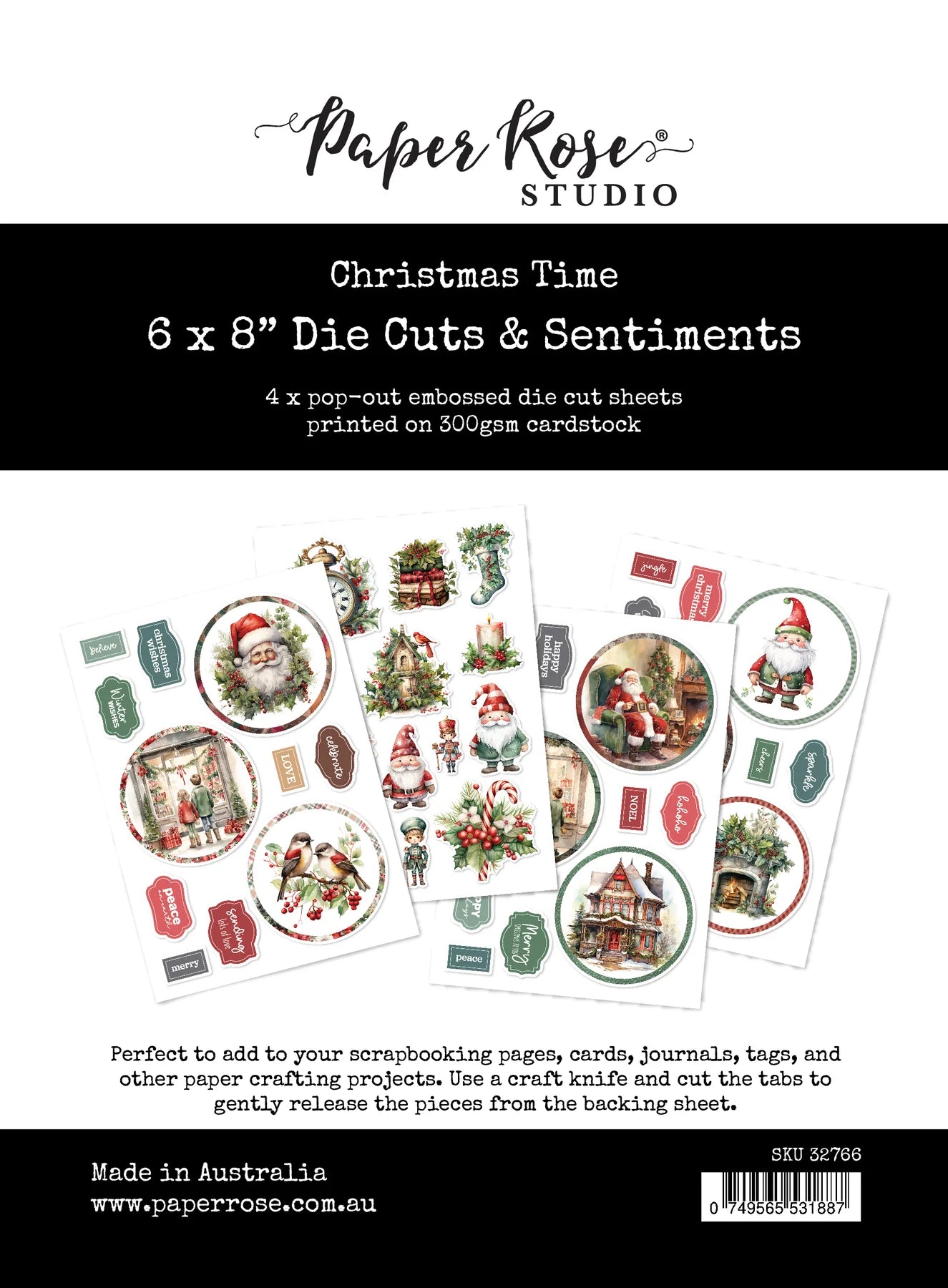 Paper Rose Studio 6" x 8" Die Cuts & Sentiments - Christmas Time