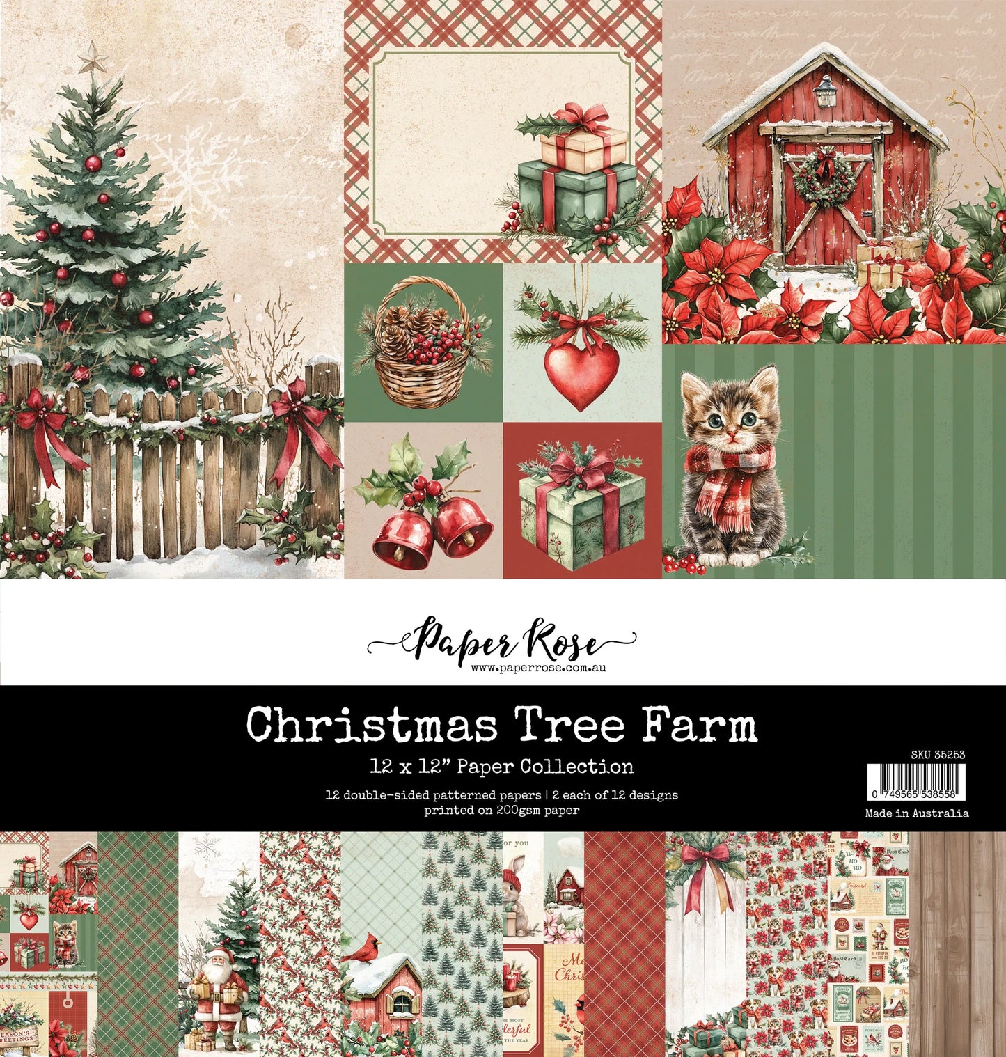Paper Rose Studio 12x12 Double Sided Paper Pack- Christmas Tree Farm
