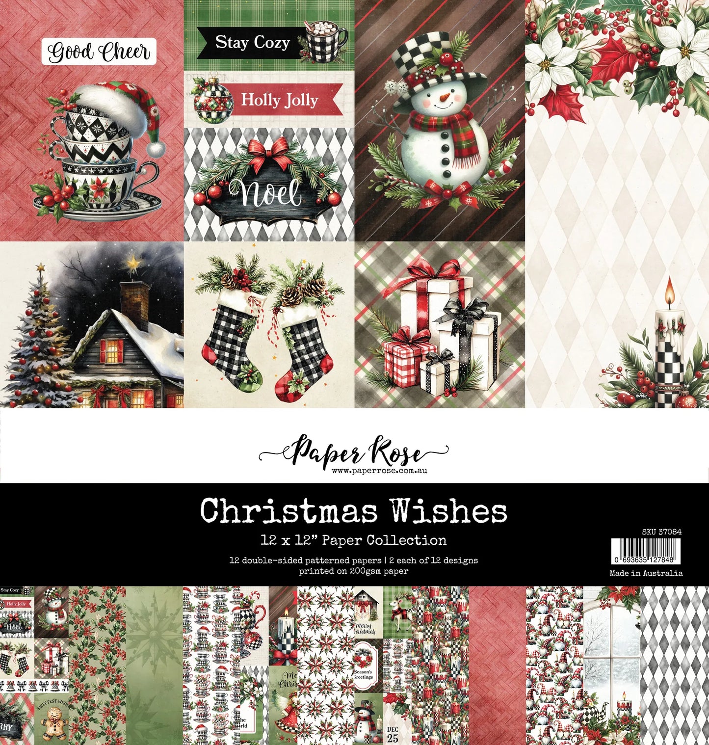 Paper Rose Studio 12x12 Double Sided Paper Pack - Christmas Wishes