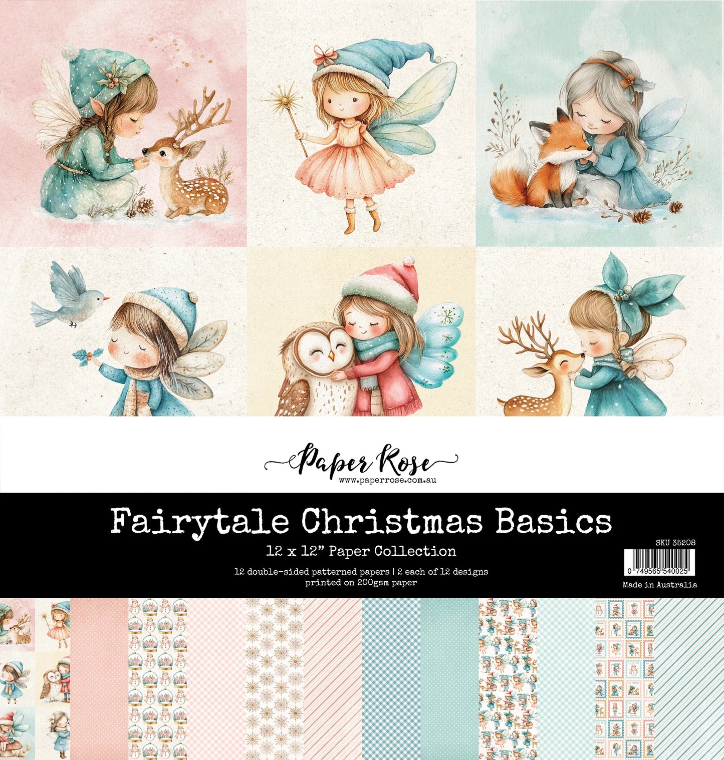 Paper Rose Studio 12x12 Double Sided Paper Pack - Fairytale Christmas Basics