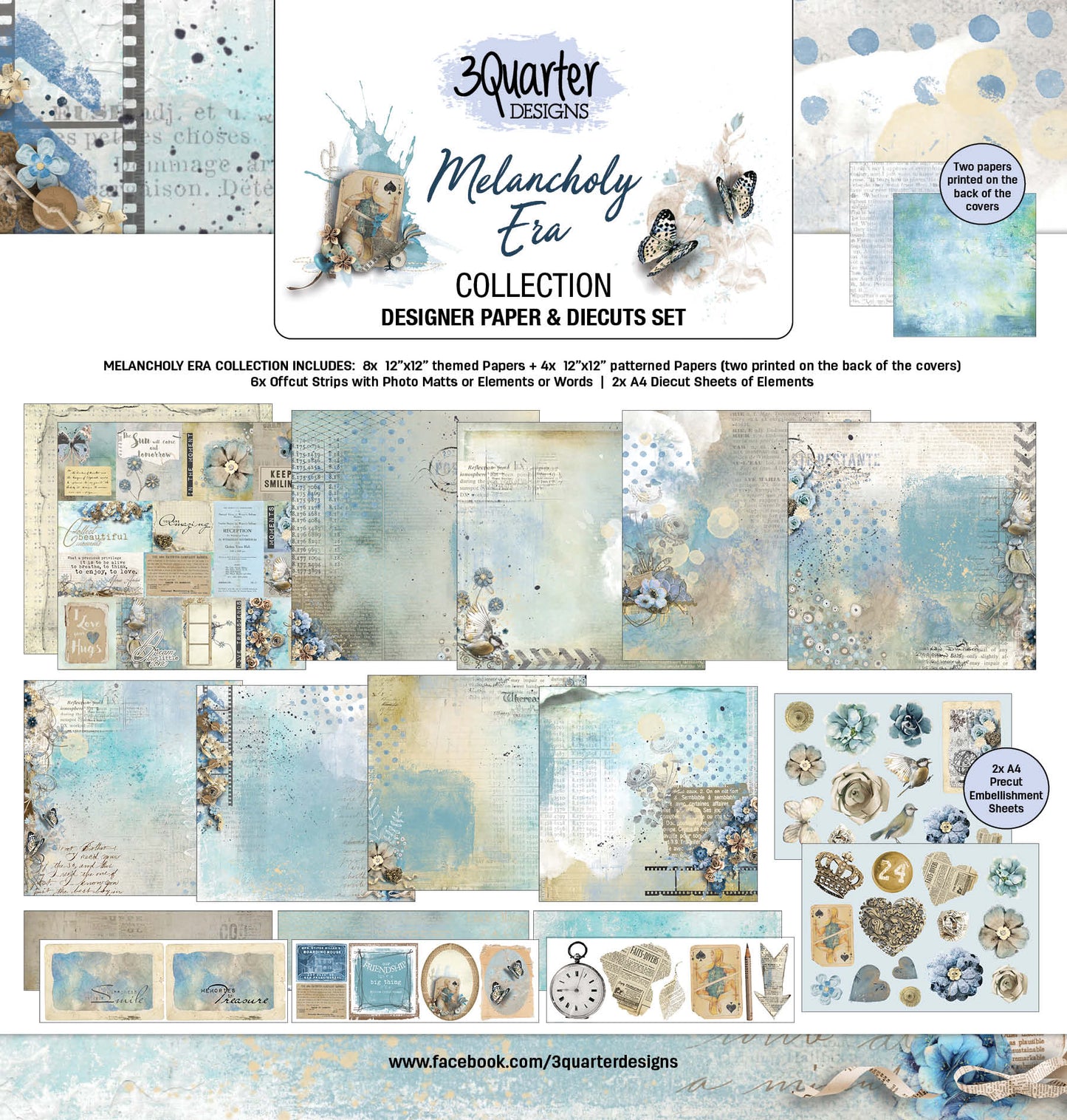 3Quarter Designs Paper & Chipboard Collection - Melancholy Era