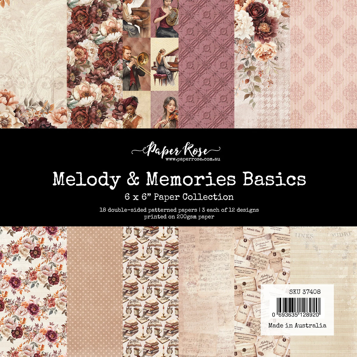 Paper Rose Studio 6x6 Paper Pack - Melody & Memories Basics