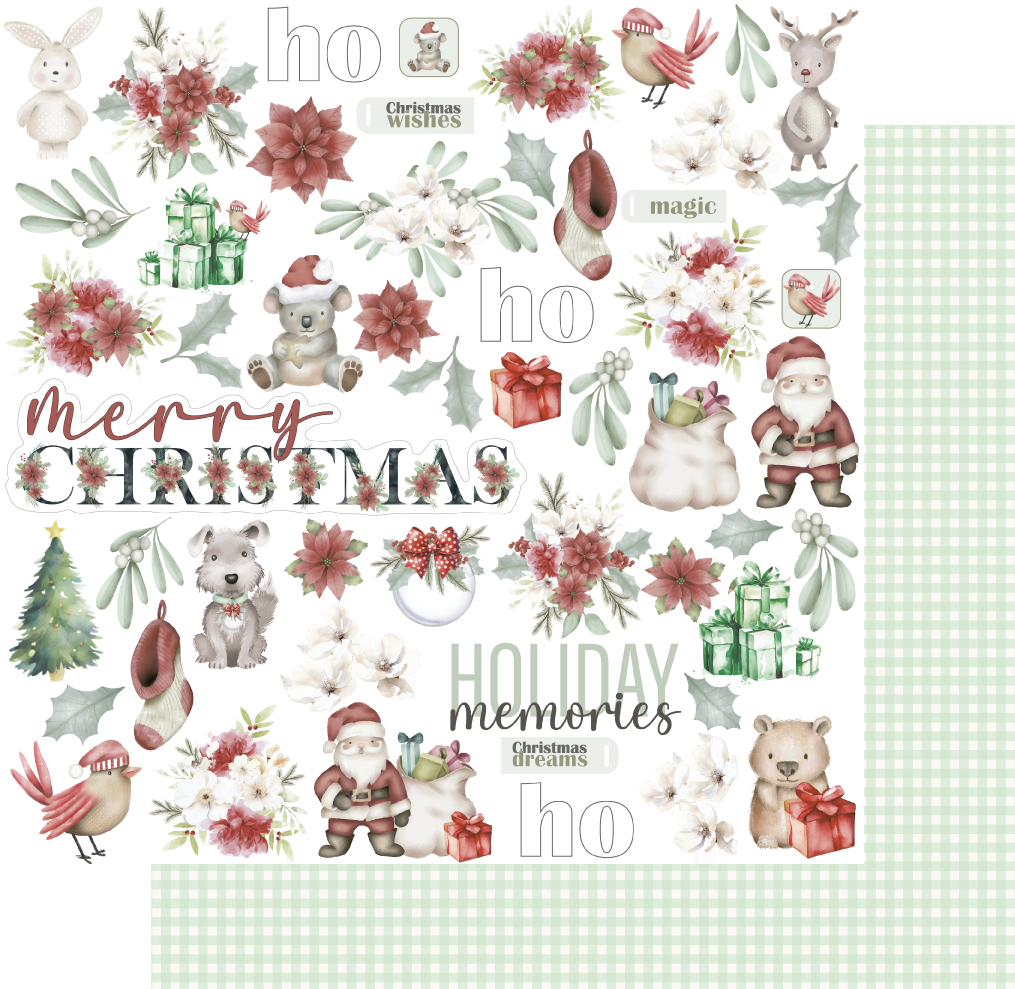 Uniquely Creative 12x12 Double Sided Paper - Mint & Mistletoe- Merry Memories- Fussy Cuts
