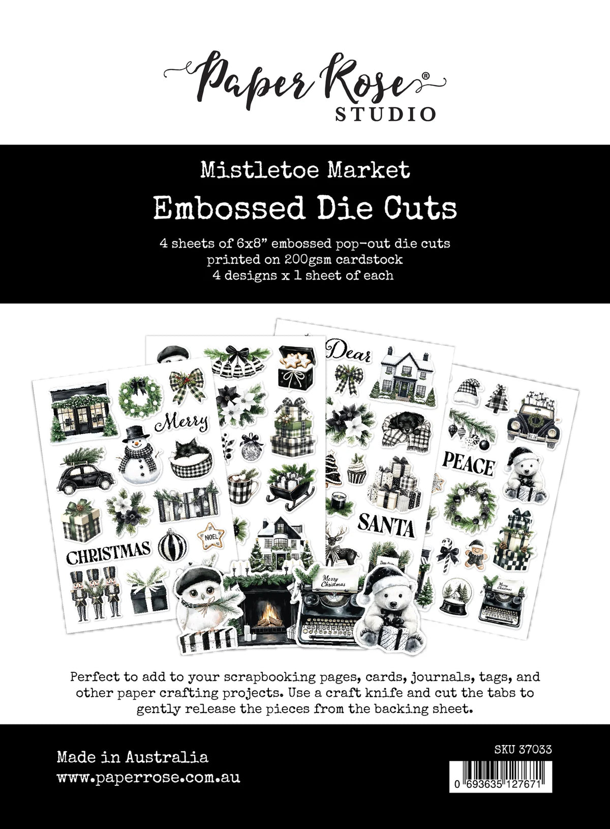 Paper Rose Studio Embossed Die Cuts- Mistletoe Market