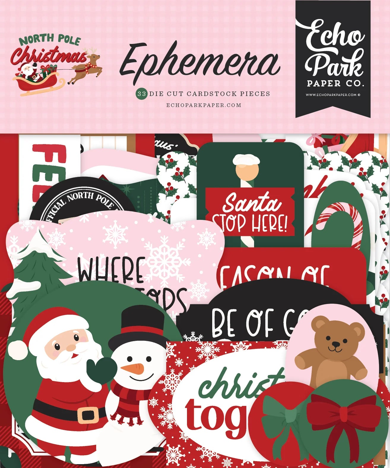 Echo Park Ephemera Pack - North Pole Christmas 33 pcs