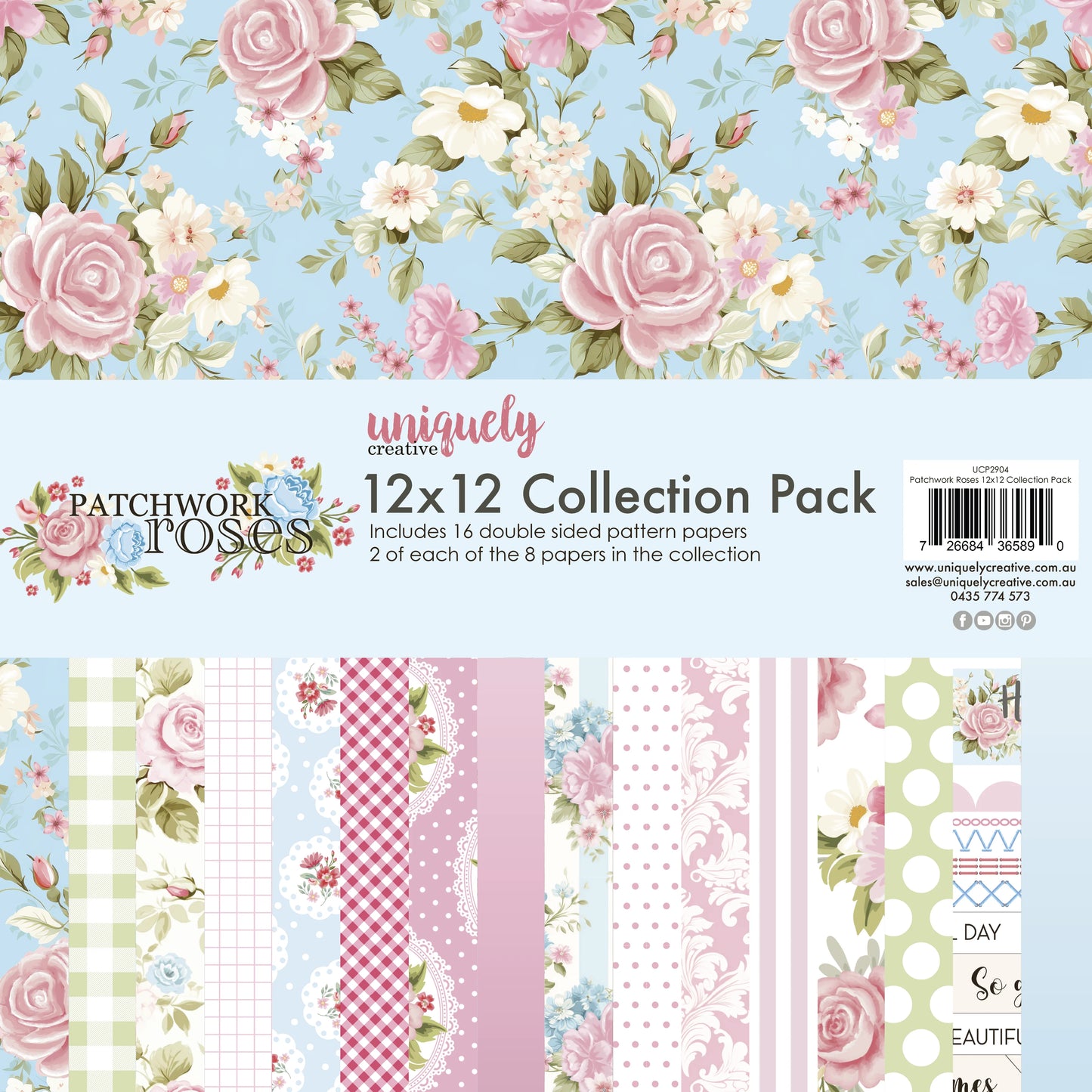 Uniquely Creative 12x12 Double Sided Paper Pack - Pachwork Roses
