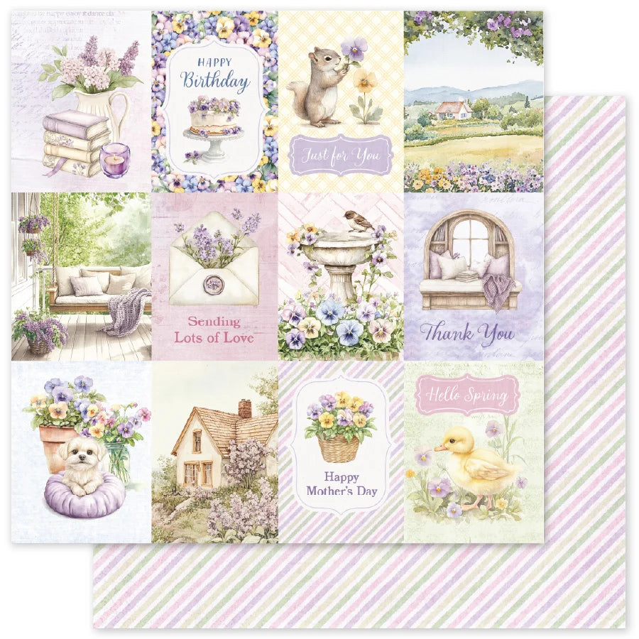Paper Rose Studio 12x12 Double Sided Paper- Petals & Pansies- Sheet C