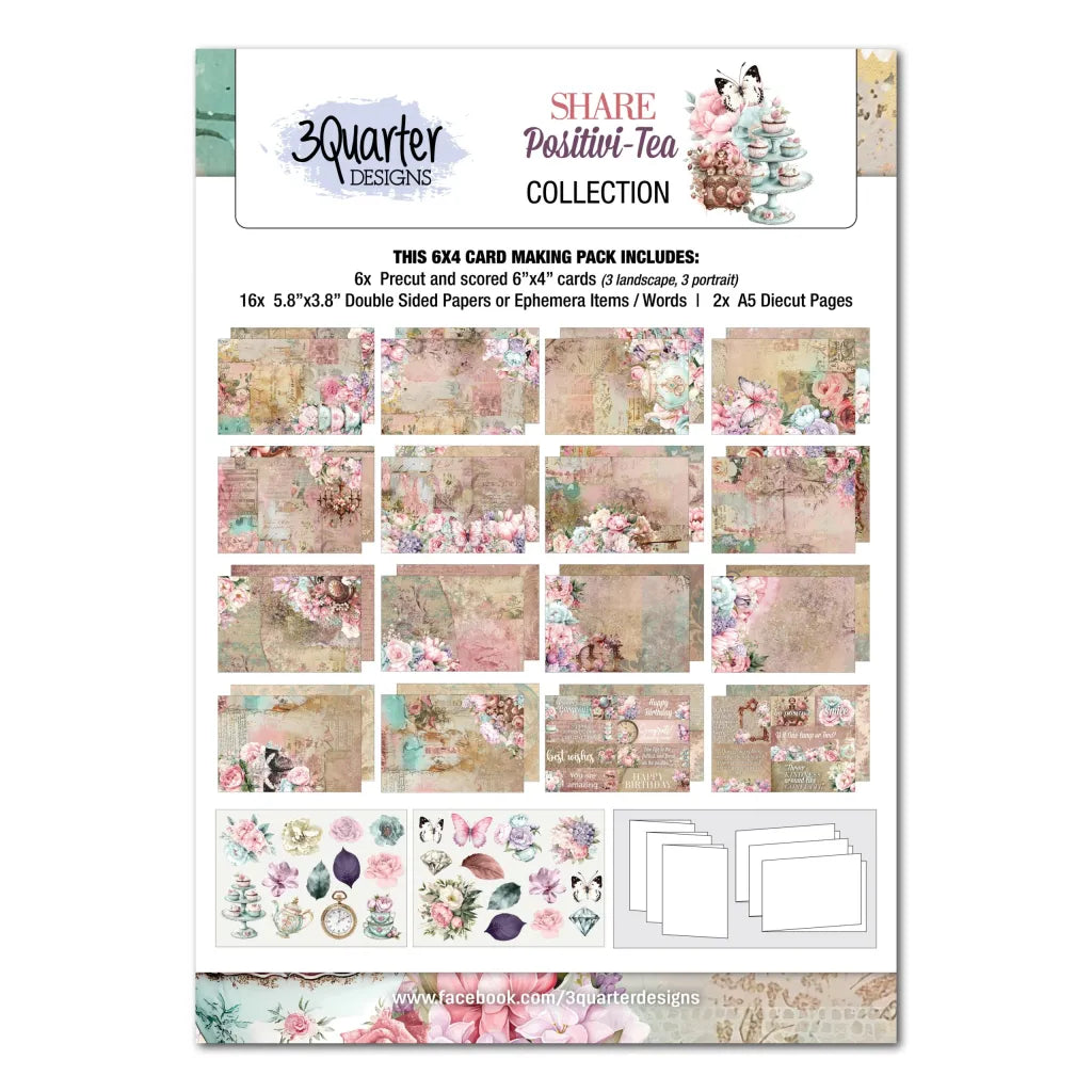 3Quarter Designs Collection- 6x4 Card making Kit - Share Positivi-Tea
