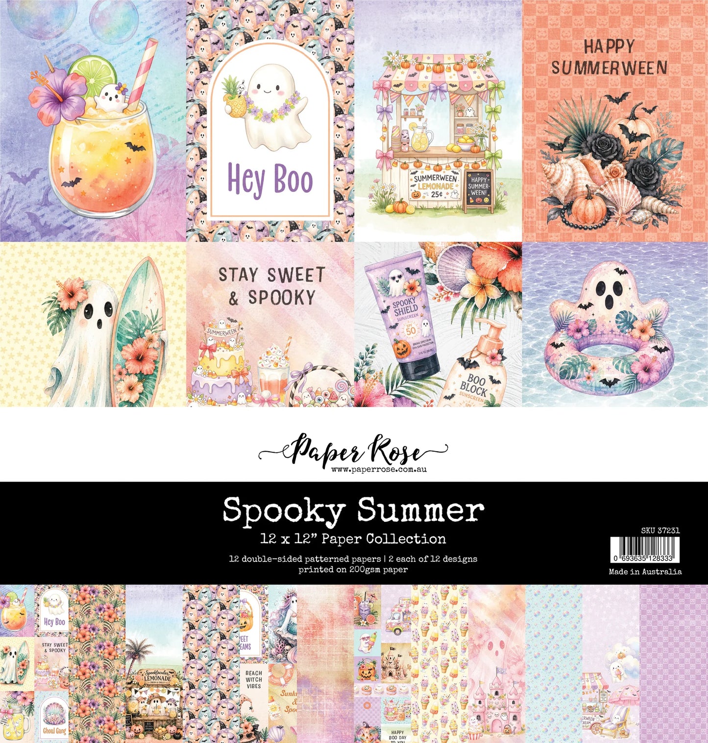Paper Rose Studio 12x12 Double Sided Paper Pack- Spooky Summer