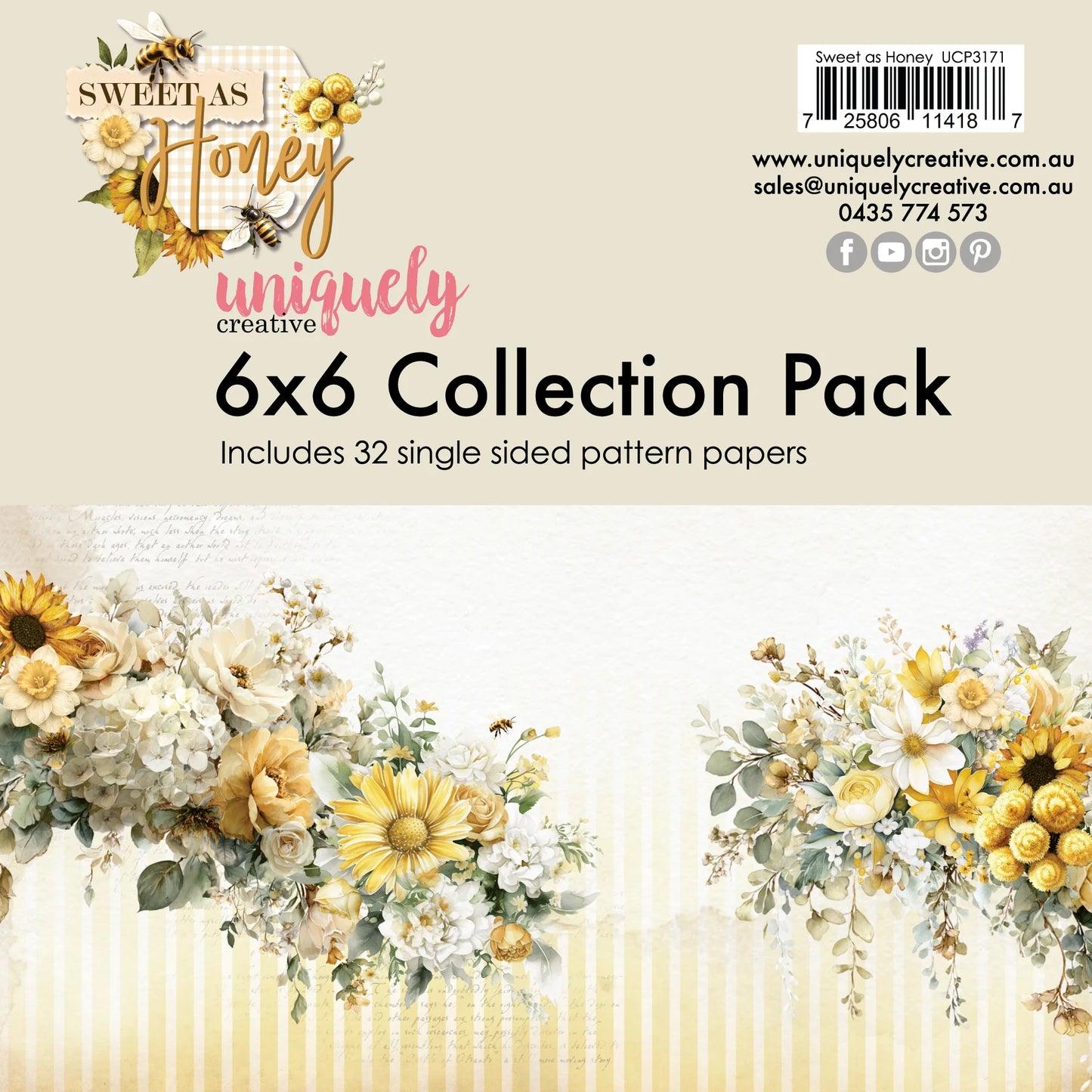 Uniquely Creative 6x6 Paper Pack - Sweet As Honey
