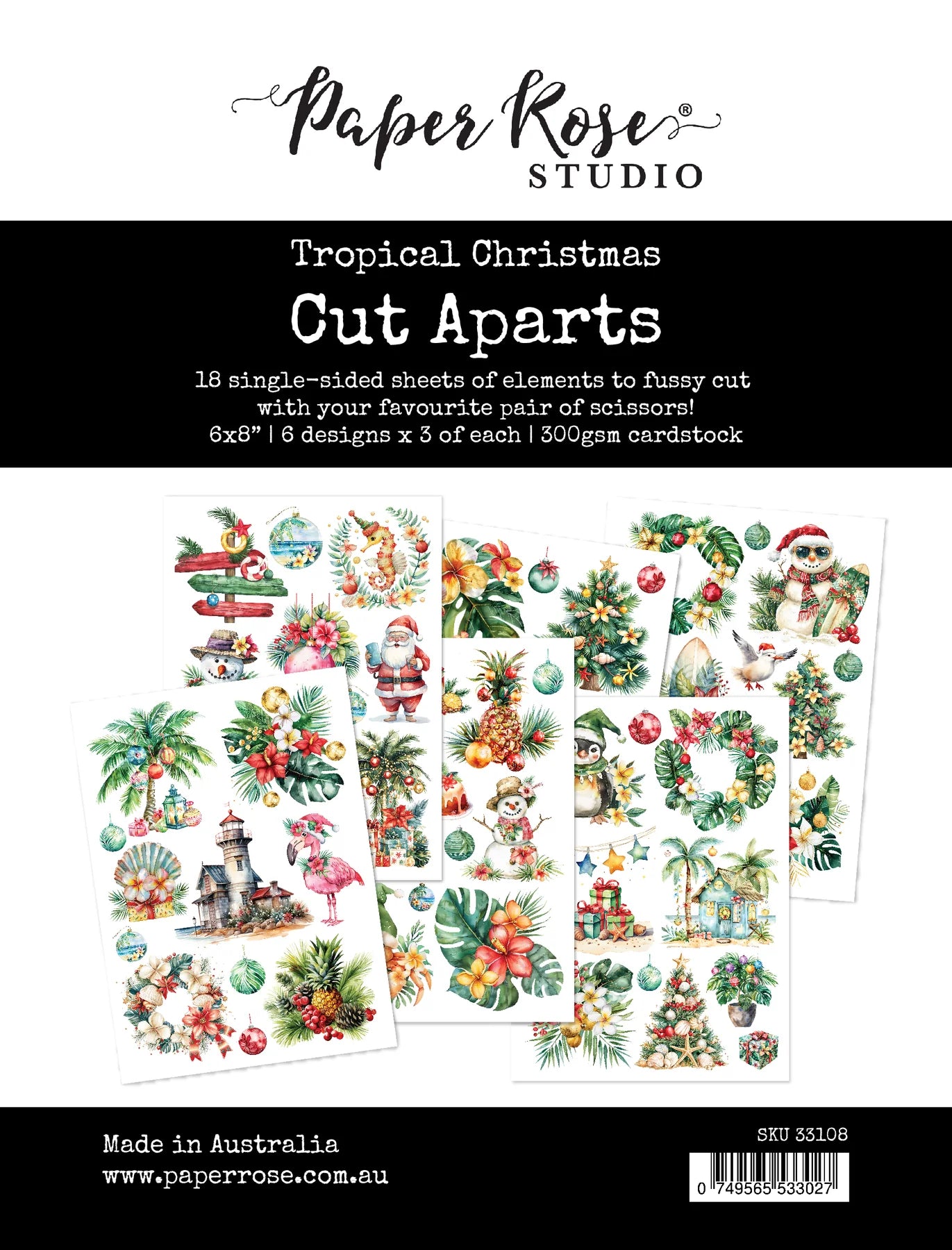 Paper Rose Studio Cut Aparts Sheets - Tropical Christmas