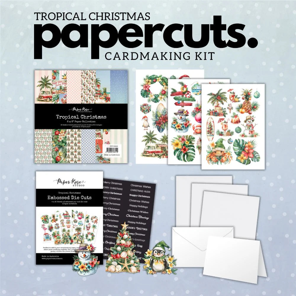 Paper Rose Papercuts Card Making Kit- Tropical Christmas