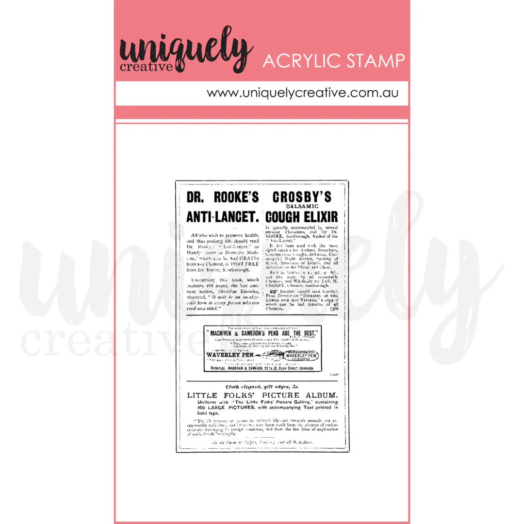 Uniquely Creative Acrylic Stamp - Vintage Newspaper
