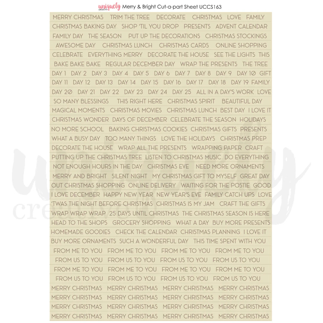 Uniquely Creative Cut-a-Part Sheet- Merry and Bright