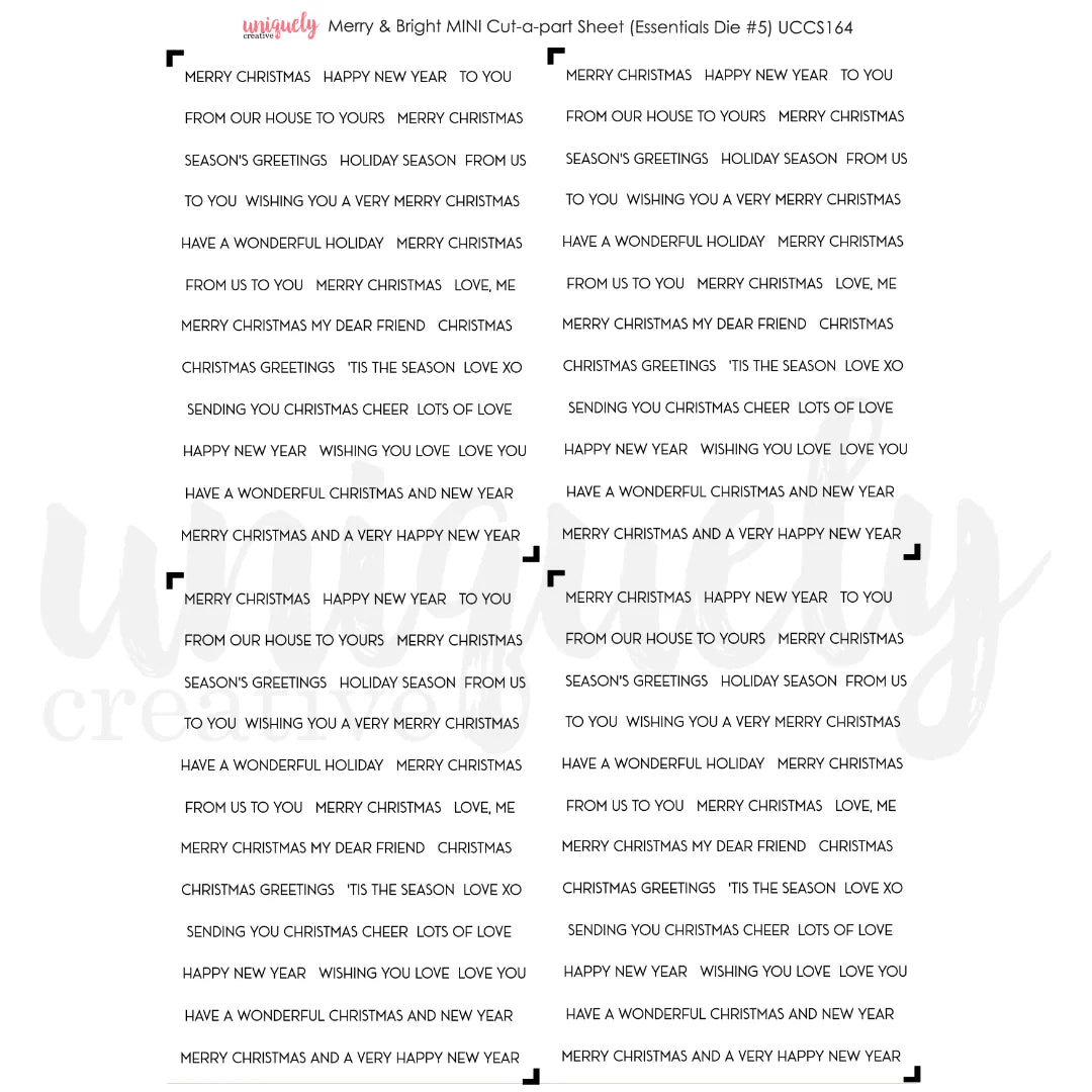 Uniquely Creative Mini Cut-a-Part Sheet- Merry & Bright