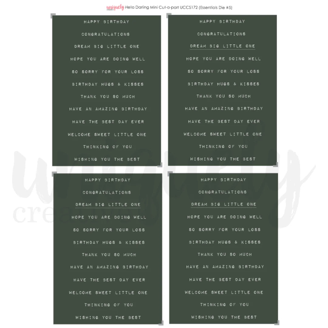Uniquely Creative Mini Cut-a-part Sheet- Hello Darling
