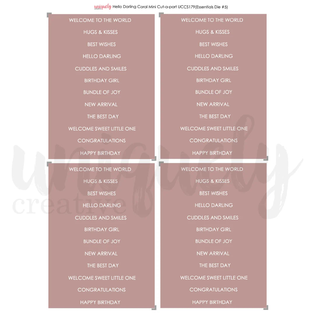 Uniquely Creative Mini Cut-a-part Sheet - Hello Darling -Coral