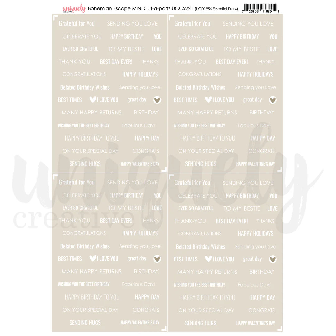 Uniquely Creative Mini Cut-a-Part Sheet - Bohemian Escape