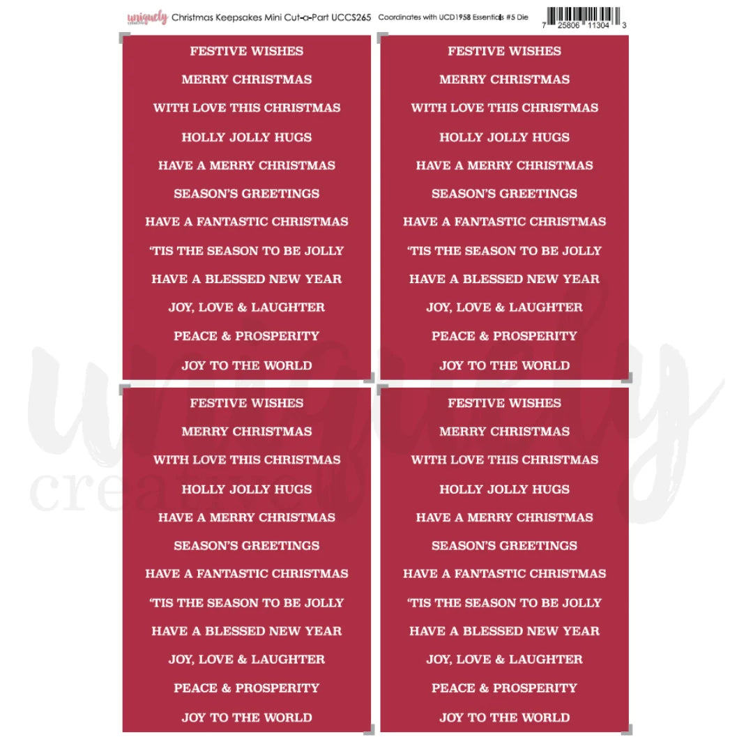 Uniquely Creative A4 Mini Cut-a-Part Sheet - Christmas Keepsakes